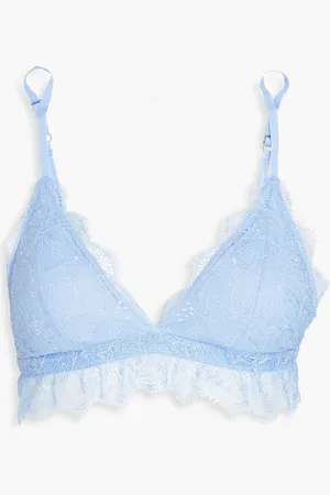 Tonal Logo Lace Triangle Bra, Blue