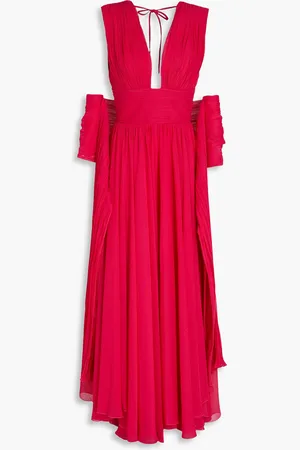 Maria Lucia Hohan Crystal plung-neck side-slit gown - Pink