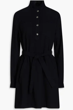 Belted woven mini shirt dress