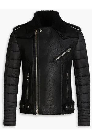 Balmain Monogram Laser-Cut Leather Hoodie