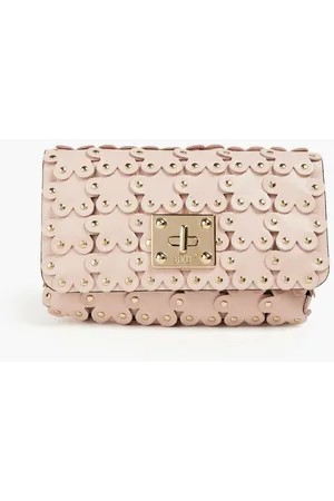 Sequin Heart Leather Satchel in Geranium Pink