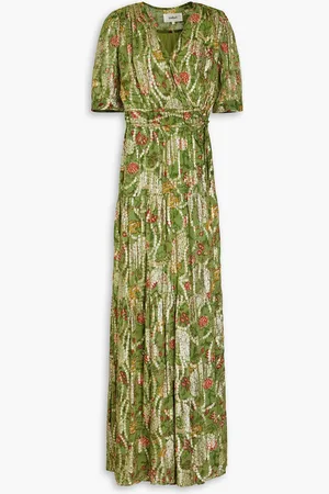 BA&SH Crissy belted floral-print satin midi wrap dress