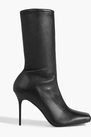 Moneta monogram mesh over-the-knee boots in black - Balmain
