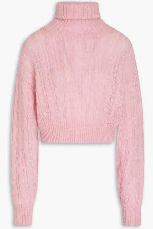 Chinti & Parker Wool-Cashmere Cropped Sweater-Fuchsia (Knitwear,Sweaters)