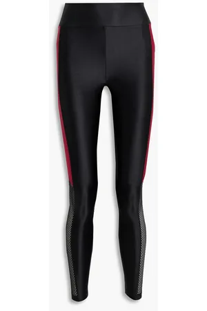 Versace Mesh-paneled Stretch Leggings In Black