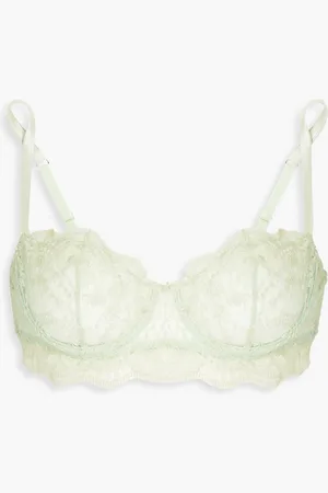 White Lily floral-embroidered silk-blend underwired bra