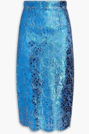 MSGM pinstripe-pattern draped pencil skirt - Blue
