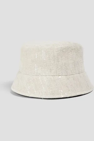 Brunello Cucinelli Monili-embellished striped cap - White