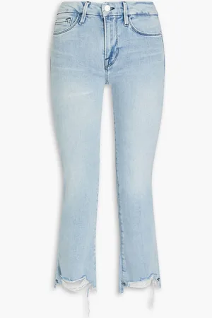 FRAME Le High 'N' Tight cropped distressed high-rise bootcut jeans