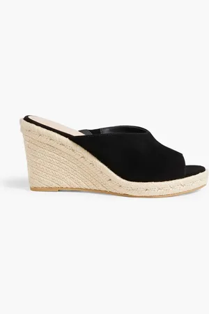 Stuart Weitzman Wonda suede espadrille wedge mules
