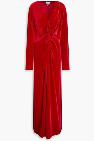 Ganni Twisted velvet maxi dress - Red