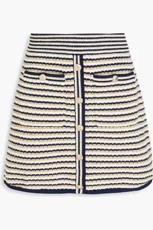 Maje Metallic striped knitted mini skirt - Blue