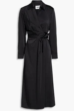 Claudie Pierlot Pleated satin-twill midi wrap dress