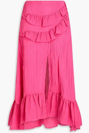 Maje Ruffled crepon midi skirt - Pink