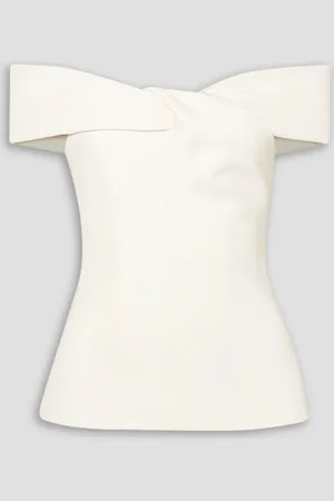 Safiyaa Off-the-shoulder twist-front crepe top - White