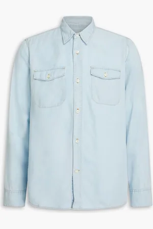 OFFICINE GENERALE Lyocell-chambray shirt - Blue