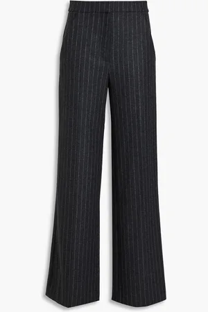 VERONICA BEARD Tonelli pinstriped wool-blend flannel wide-leg pants - Gray