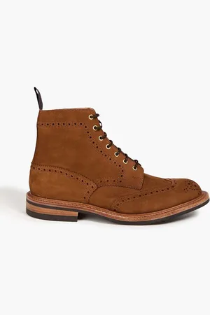 TRICKERS Nubuck brogue boots - Brown