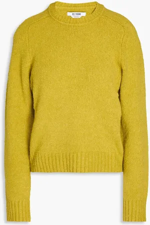 RE/DONE Bouclé-knit cotton-blend sweater - Yellow