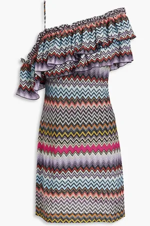 Missoni Ruffled metallic crochet-knit mini dress