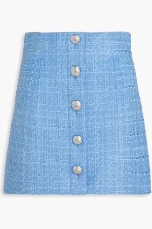 VERONICA BEARD Rubra cotton-blend bouclé-tweed mini skirt - Blue