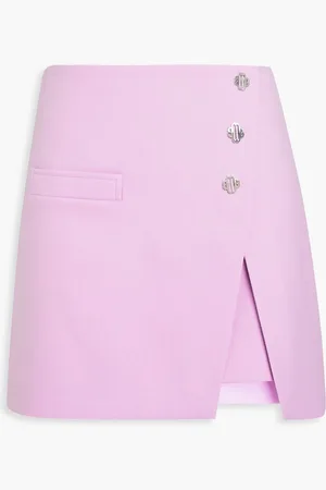 Maje Wrap-effect embellished twill mini skirt - Purple