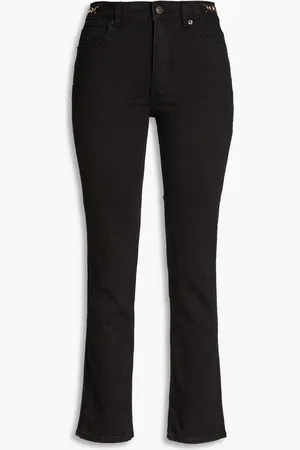 Maje Chain-embellished high-rise slim-leg jeans