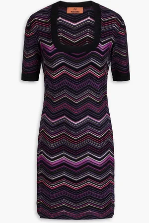 Missoni Crochet-knit wool-blend mini dress - Purple