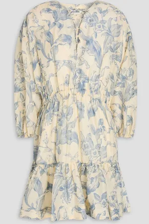 Sandro Printed linen-blend mini dress - White