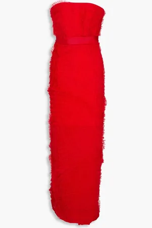 HUISHAN ZHANG Monica strapless ruffled tulle maxi dress