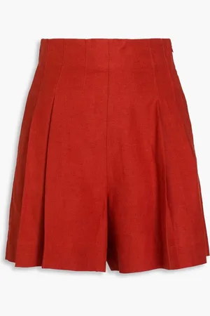Chloé Pleated linen shorts - Red