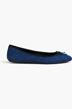 VERONICA BEARD Beatrix bow-detailed denim ballet flats - Blue