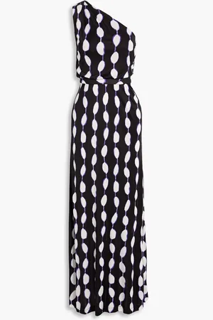Diane von Furstenberg Kiera one-shoulder printed jersey maxi dress