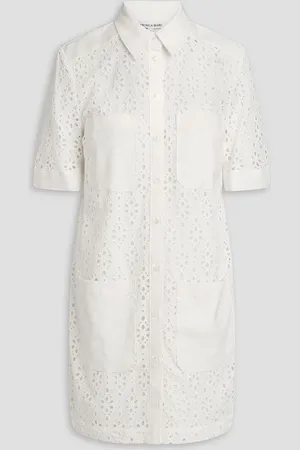VERONICA BEARD Rafaela broderie anglaise cotton mini shirt dress