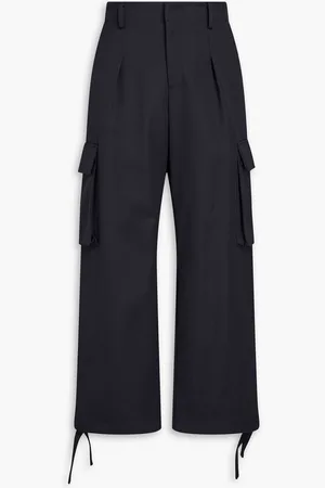 LE 17 SEPTEMBRE Pleated wool-blend twill cargo pants - Blue