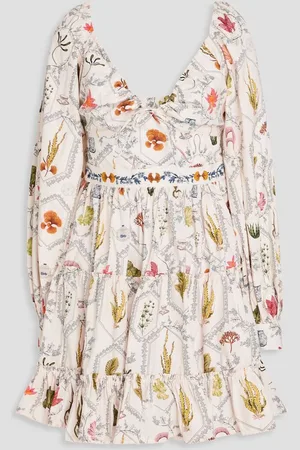 Agua by Agua Bendita Honore embellished ruffled cotton mini dress - White