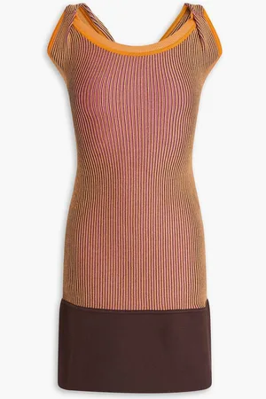 Jacquemus Maille Turbi twisted ribbed-knit mini dress - Brown
