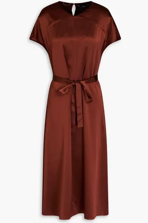 Joseph Dauphine belted silk-satin midi dress
