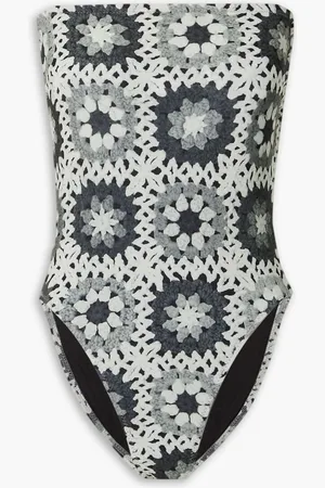 Norma Kamali Bishop strapless printed swimsuit