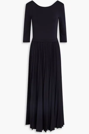 Claudie Pierlot Pleated cotton-blend jersey midi dress - Blue