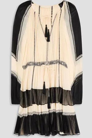 ULLA JOHNSON Loreli embroidered silk-crepon mini dress - White