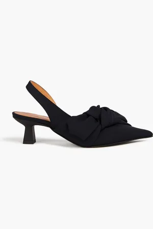 Ganni Bow-detailed scuba slingback pumps