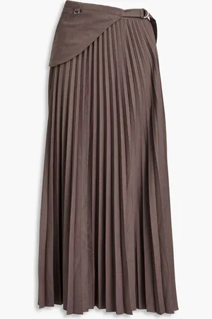 Claudie Pierlot Plissé woven maxi skirt - Brown