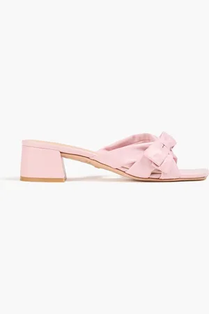 Stuart Weitzman Sofia 45 bow-detailed leather mules - Pink
