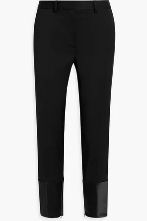 Helmut Lang Satin-trimmed wool slim-leg pants