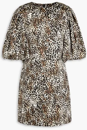 Rasario Leopard-print satin mini dress
