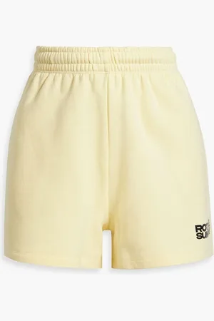 ROTATE Roda appliquéd cotton-fleece shorts - Yellow