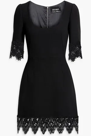 Dolce & Gabbana Guipure lace-trimmed wool-blend crepe mini dress