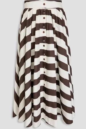 Serafini Striped cotton-blend poplin midi skirt