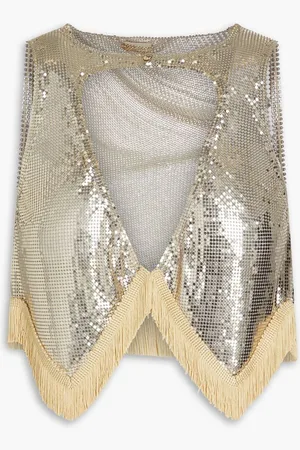 Paco rabanne Cropped fringed chainmail top - Metallic